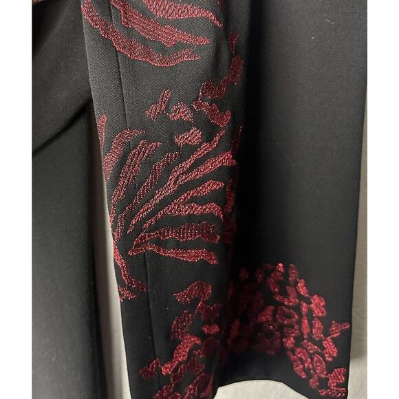 ST. JOHN EVENING by Marie Gray Black Dress Pants Red Metallic Embroidery Size 6 - Picture 3 of 5